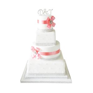 Coral Diamante Wedding Cake